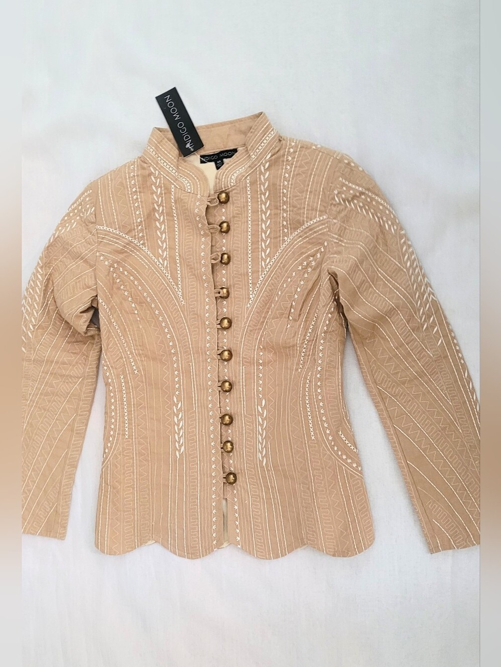 NWT! Boho Quilted Women's Fall Blazer Event Button Front Embroidered Jacket XS - Picture 10 of 16